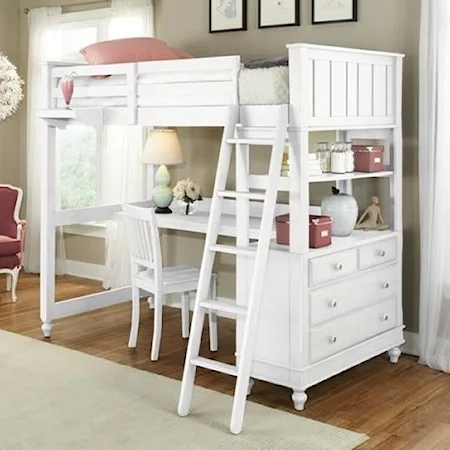 Twin Loft Bed with Desk and Chest
